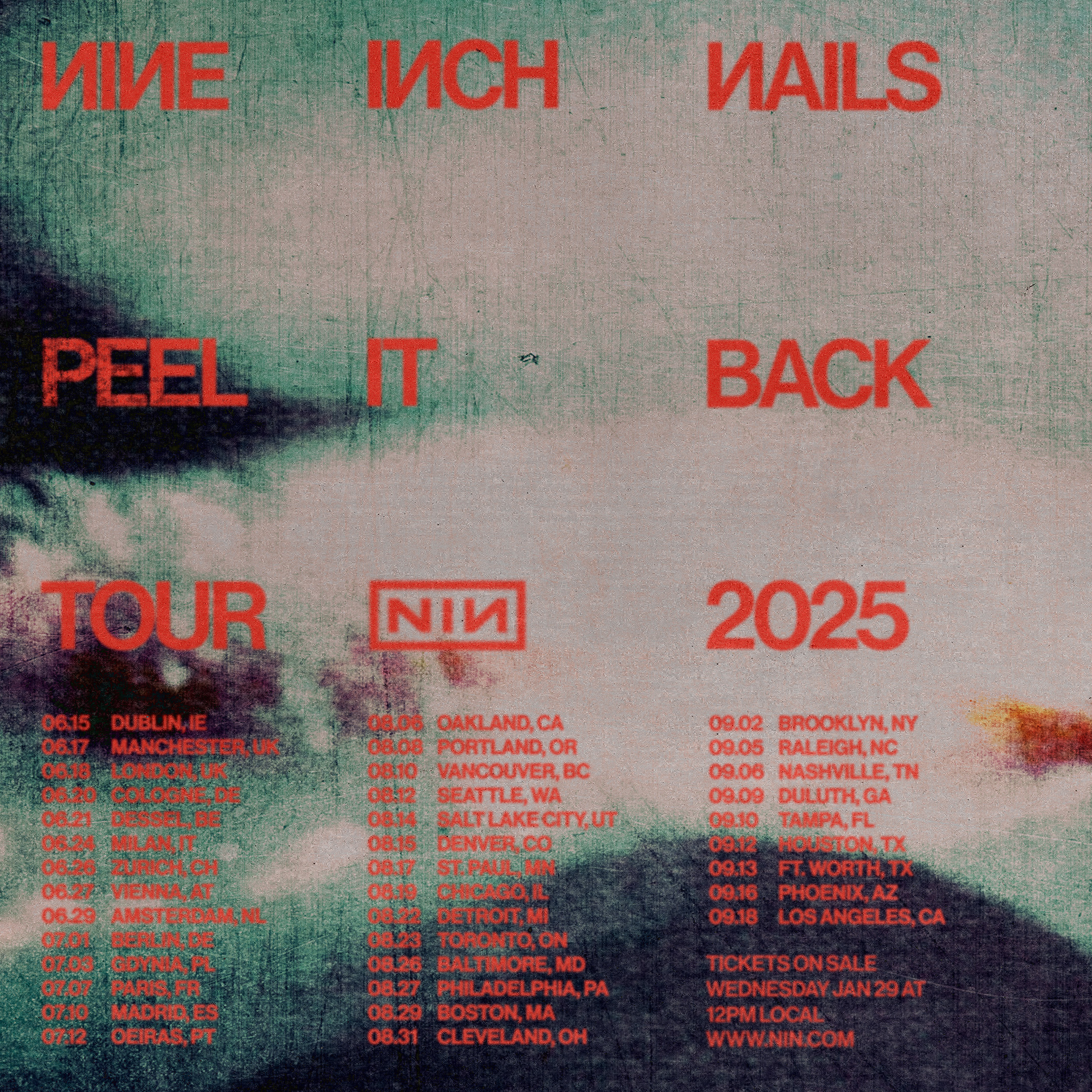 Nine Inch Nails PEEL IT BACK Tour Poster 2025